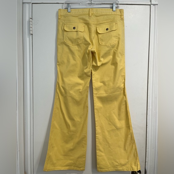 GAP Vintage Y2K Yellow Low Rise Cotton Blend Flared Jeans w/ Flap Pockets Sz. 10 - Picture 4 of 9